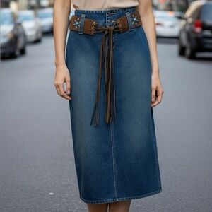 Vintage‎ Y2K Squeeze by Stephen Hardy side slit midi blue jean skirt - 9/10